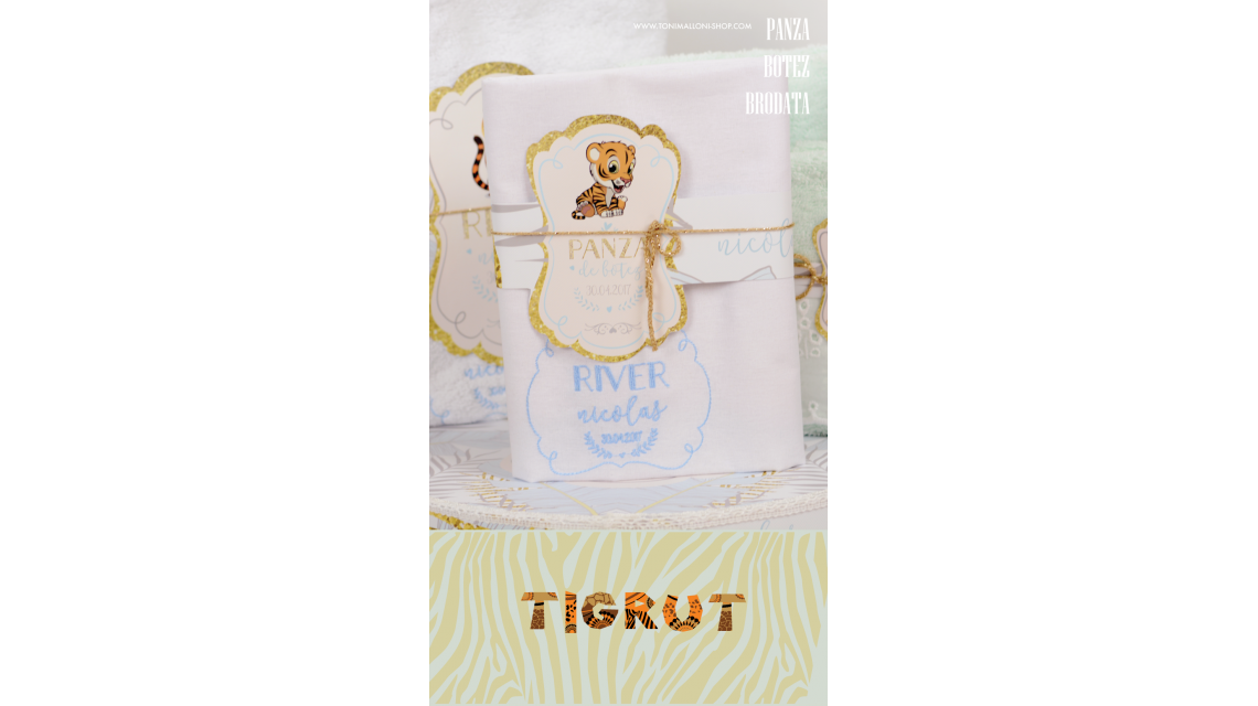 Trusou de botez cu broderie personalizata pentru baieti, Little tiger 8